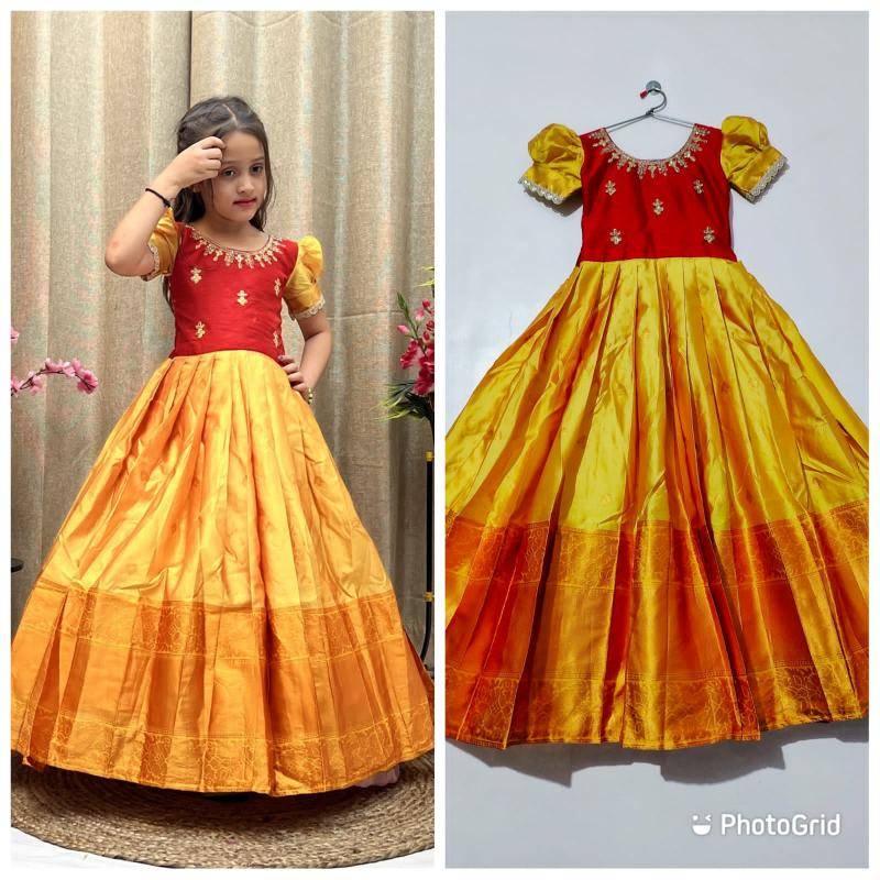 NEW LAUNCING KIDS GOWN kanjivaram silk Affordable kids wear Mumbai